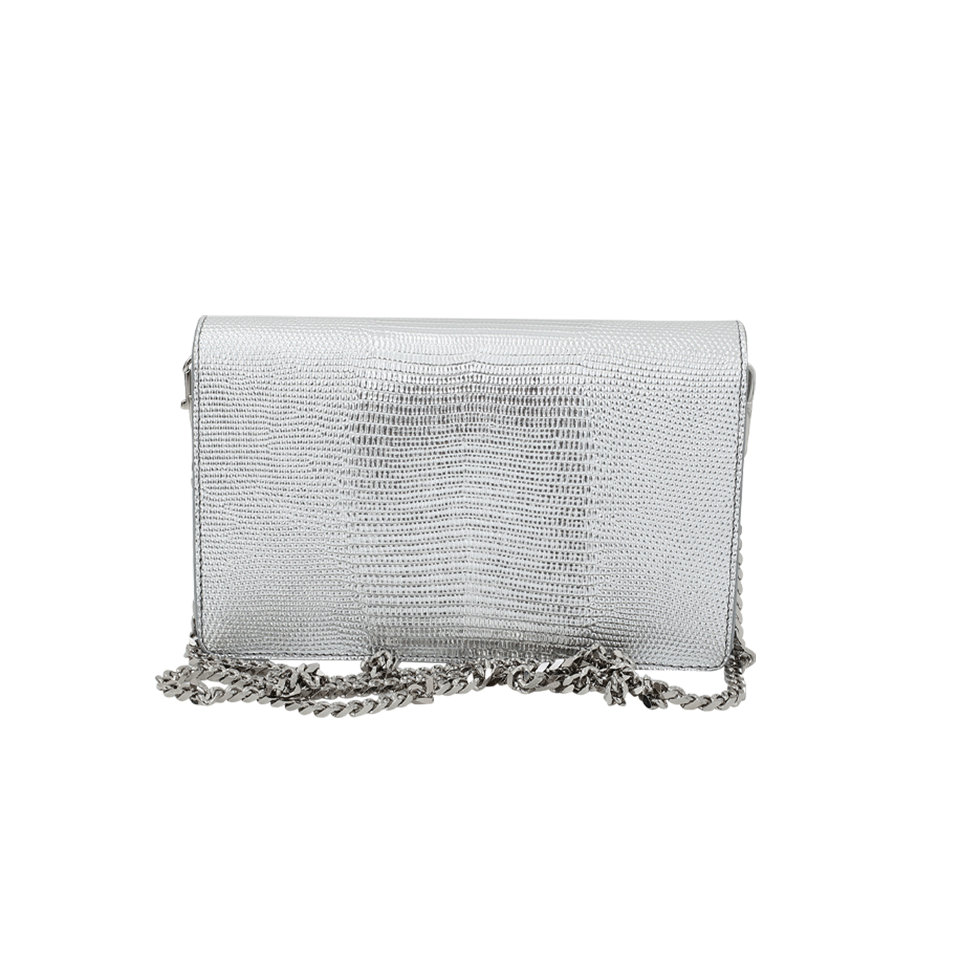 GIVENCHY-Lizard Textured Wallet-SILVER