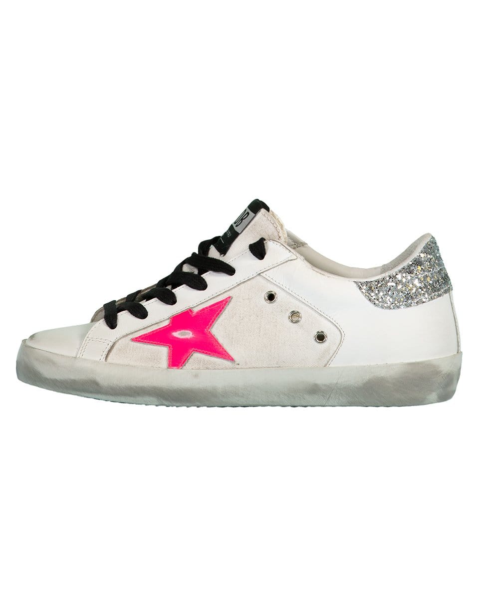 GOLDEN GOOSE-White and Pink Superstar Sneaker-