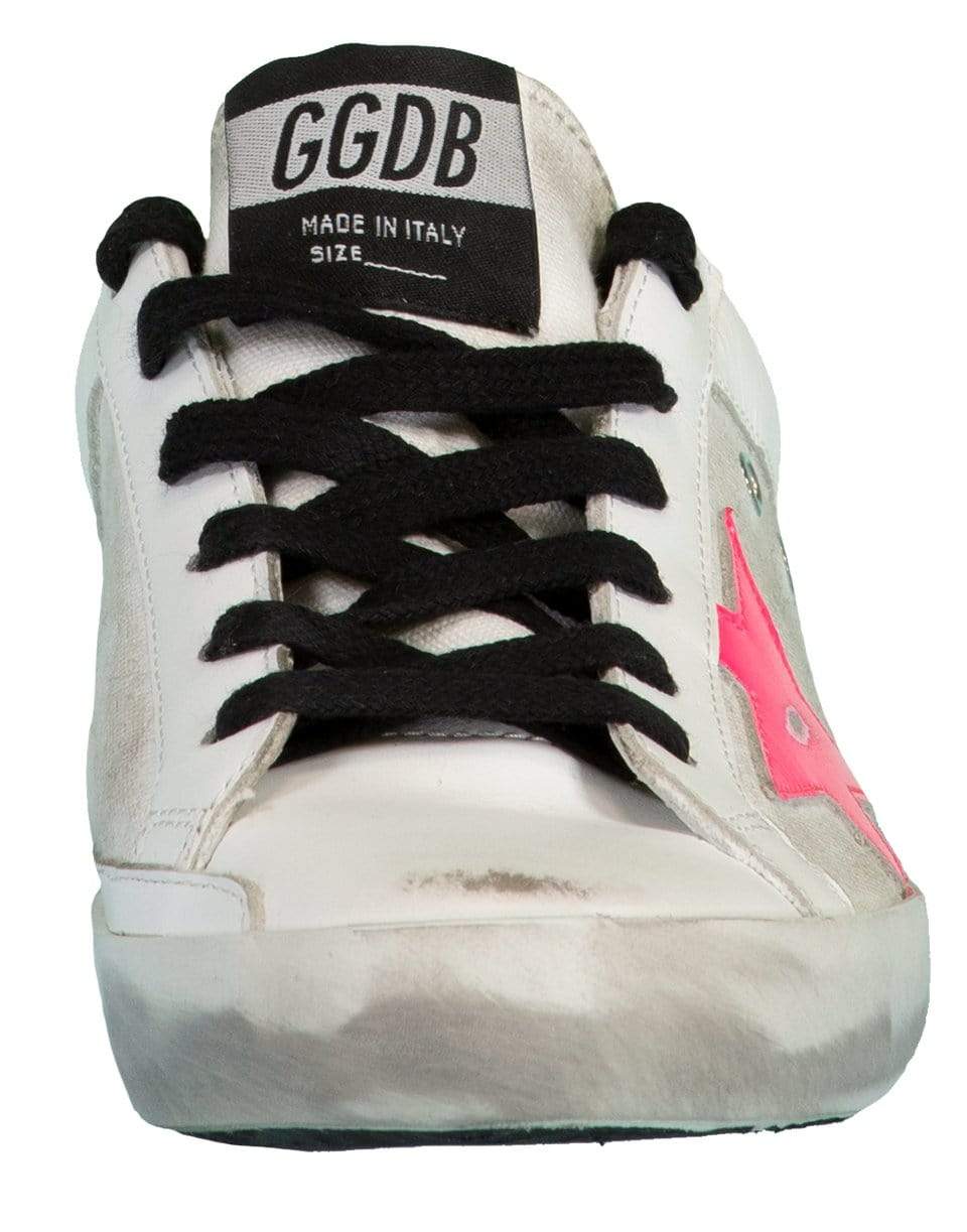 GOLDEN GOOSE-White and Pink Superstar Sneaker-
