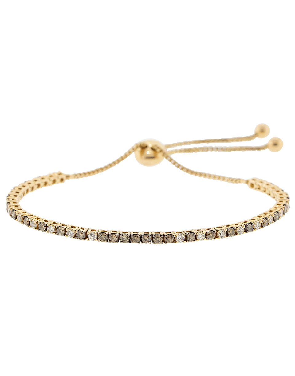 GRAZIELA-Brown And White Diamond Bolo Bracelet-ROSE GOLD