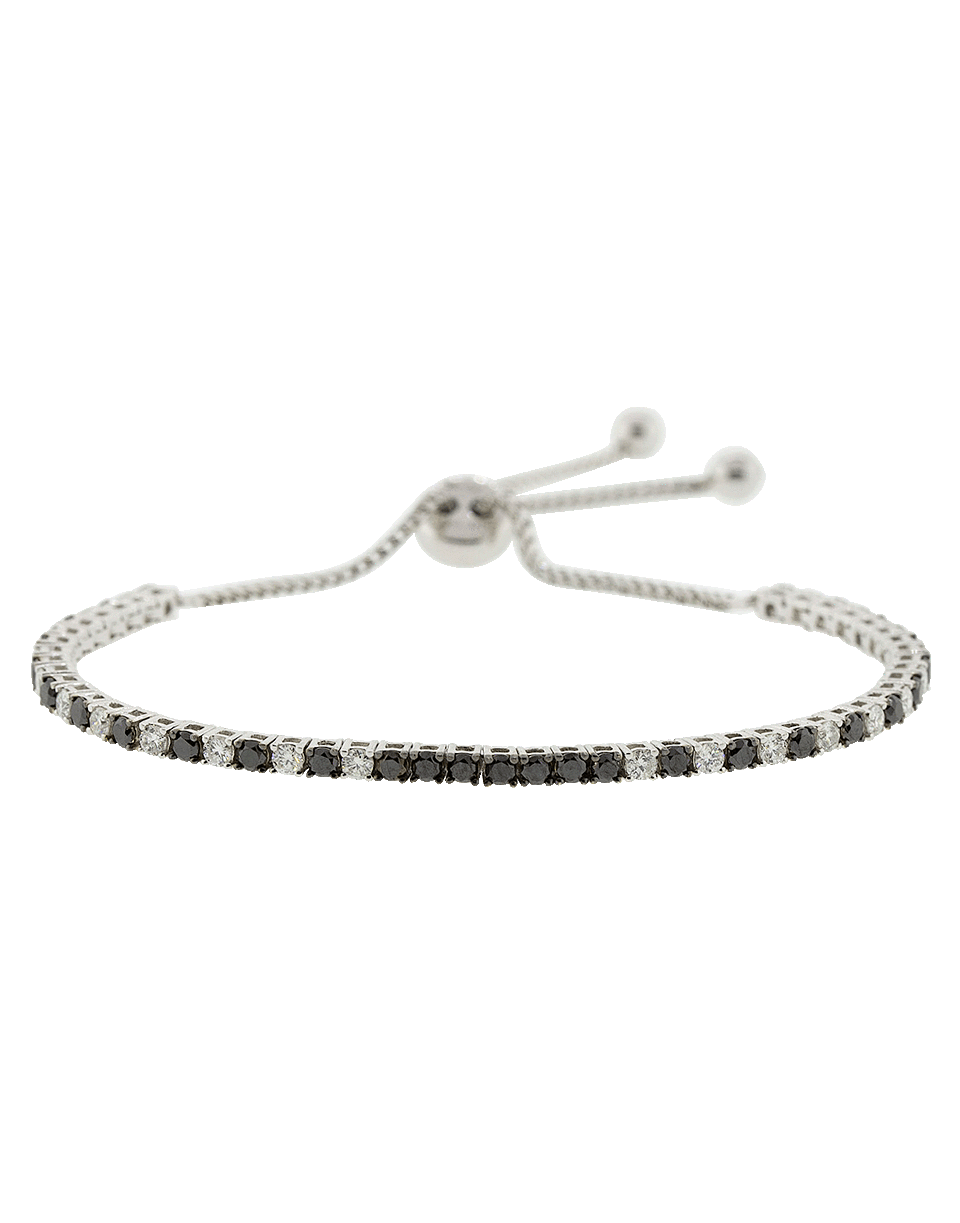GRAZIELA-Black And White Diamond Bolo Bracelet-WHITE GOLD