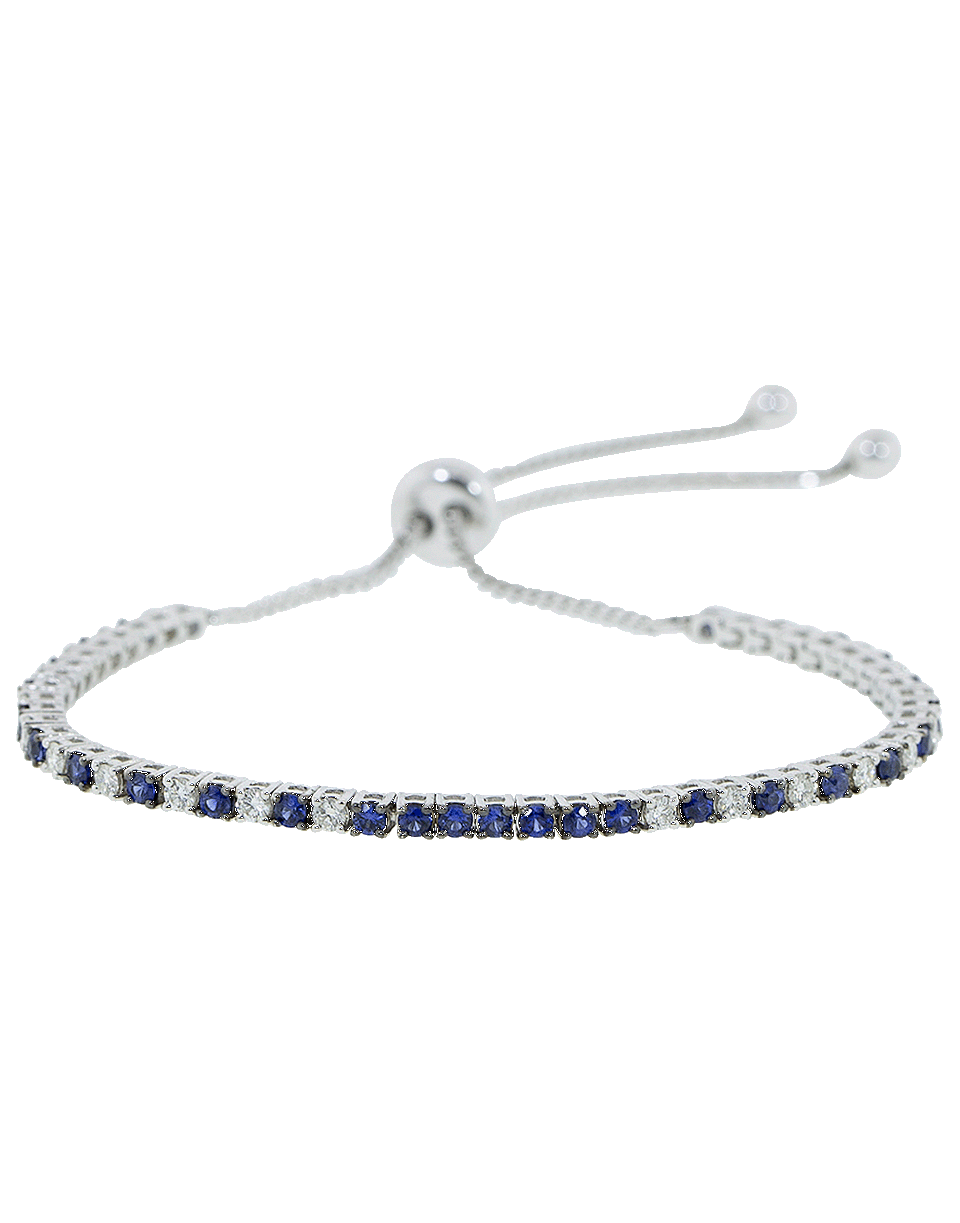 GRAZIELA-Blue Sapphire and Diamond Bolo Bracelet-WHITE GOLD