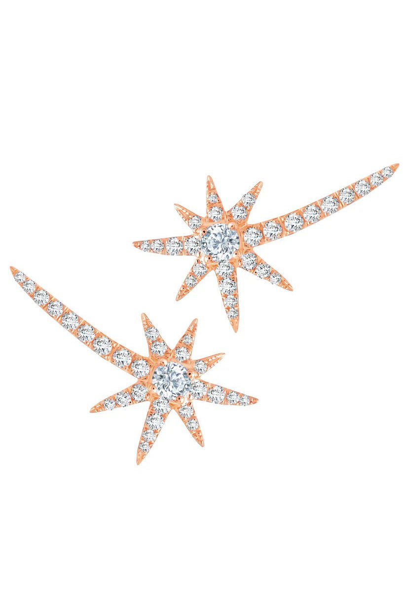 GRAZIELA-Diamond Shooting Starburst Earrings-ROSE GOLD
