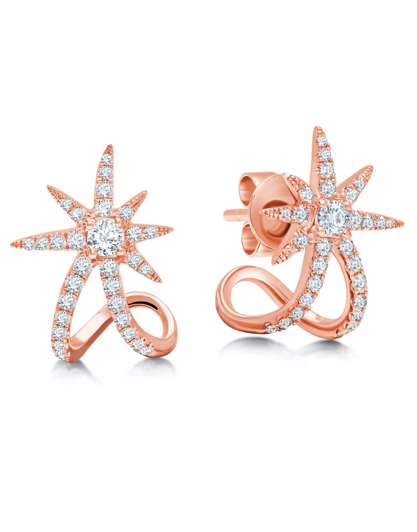 GRAZIELA-Diamond Starburst Ear Cuffs-ROSE GOLD