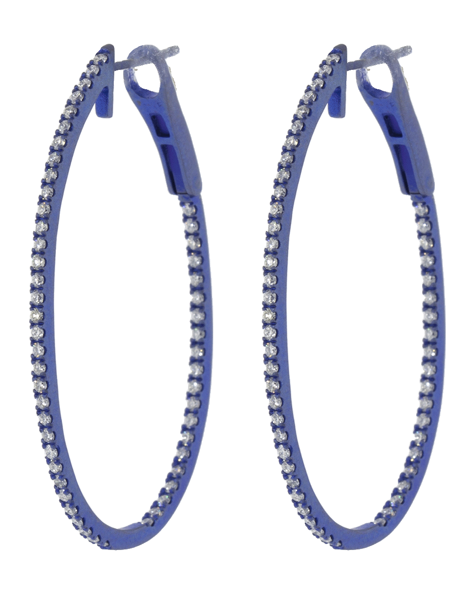 GRAZIELA-Diamond Blue Matte Titanium Hoop Earrings-TITANIUM