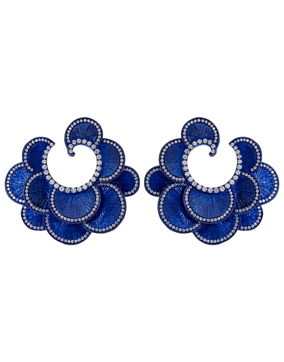 GRAZIELA-Scalloped Diamond Earrings-TITANIUM