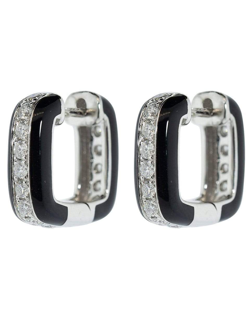GRAZIELA-Black Enamel and Diamond Earrings-WHITE GOLD