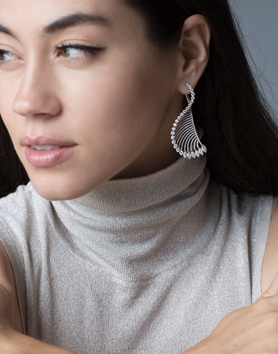 GRAZIELA-Wide Curve Diamond Earrings-WHITE GOLD