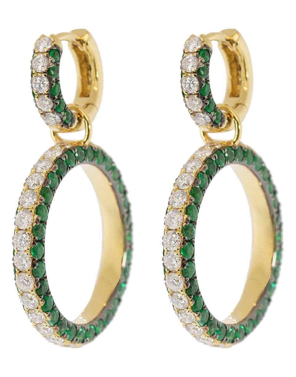 GRAZIELA-Emerald and Diamond Three Sided Earrings-YELLOW GOLD