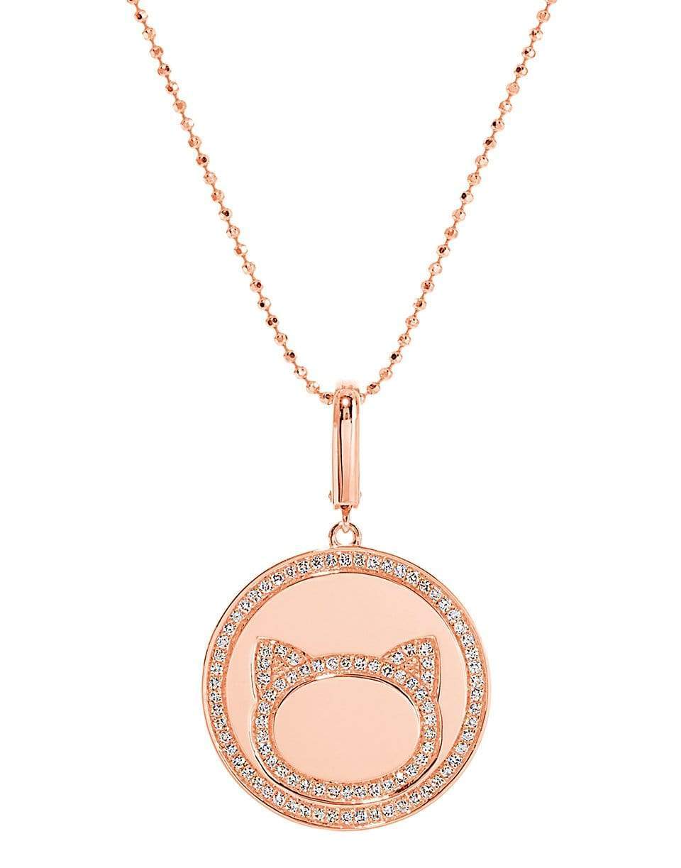 GRAZIELA-Cat Outline Diamond Circle Necklace-ROSE GOLD