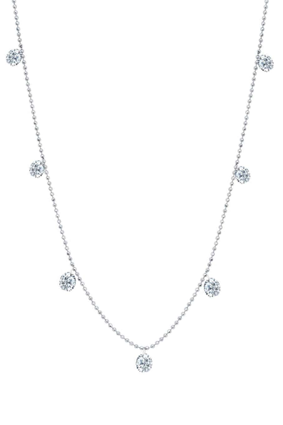White Gold Small Floating Diamond Necklace – Marissa Collections