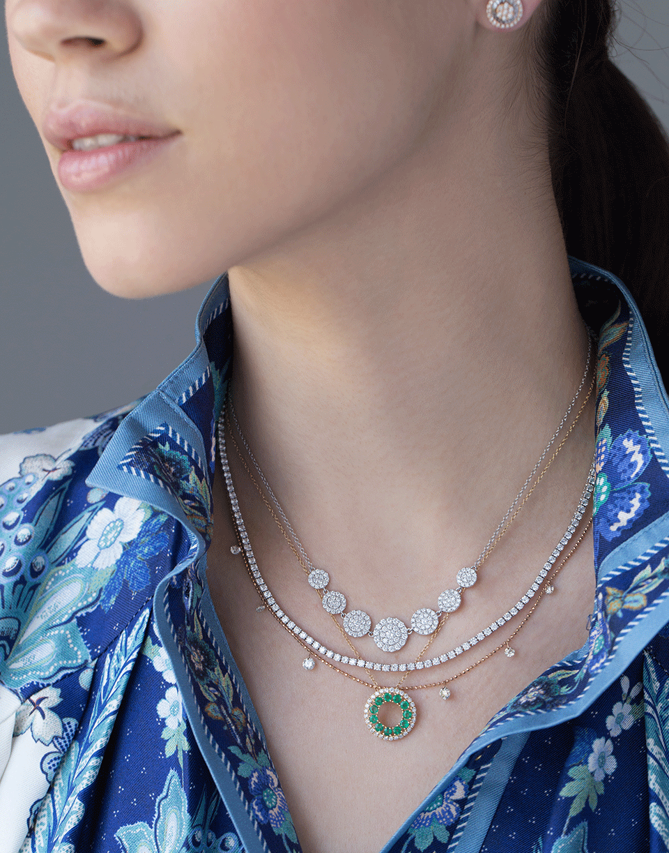 GRAZIELA-Diamond Cascade Necklace-WHITE GOLD