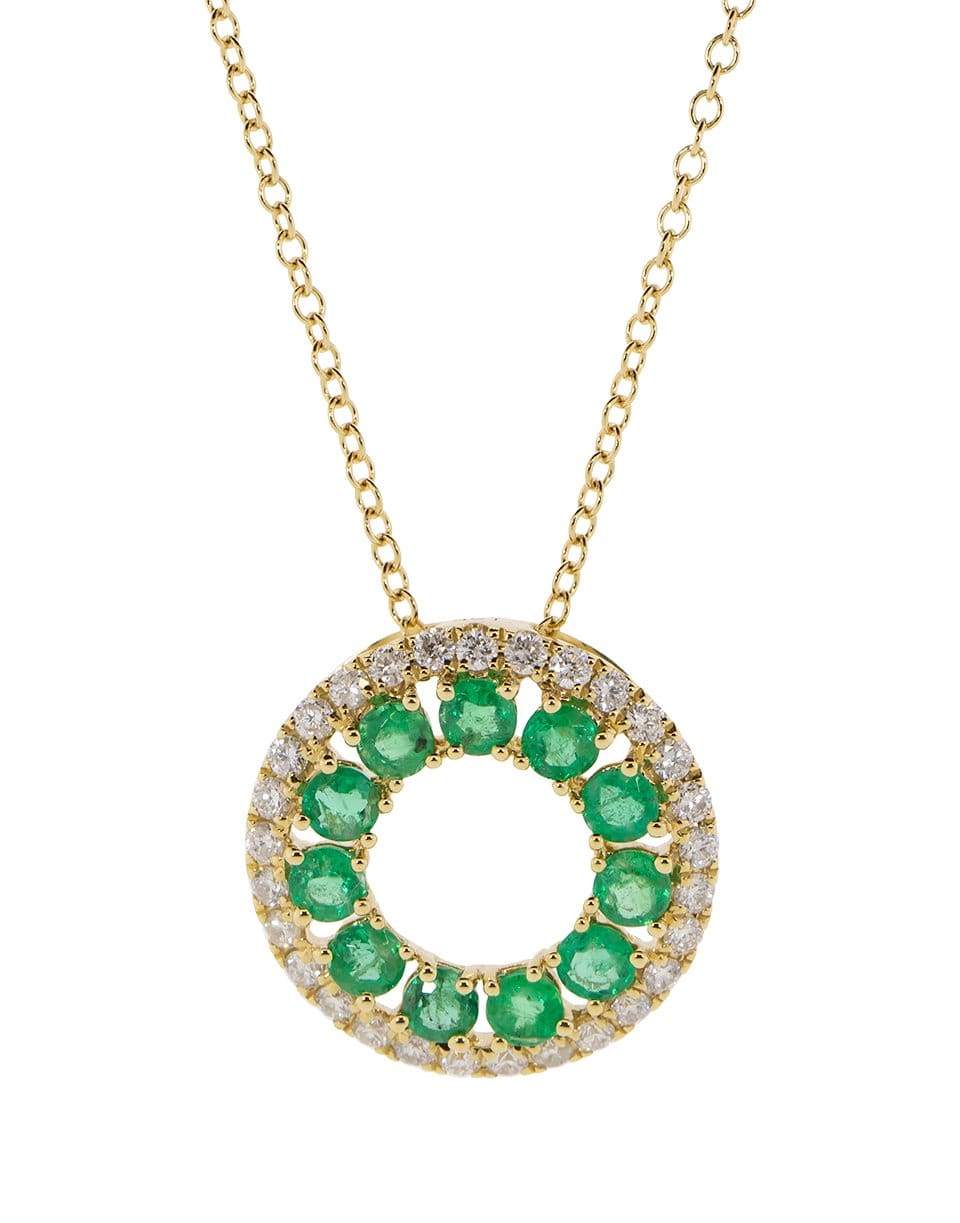 GRAZIELA-Emerald and Diamond Three Sided Necklace-YELLOW GOLD