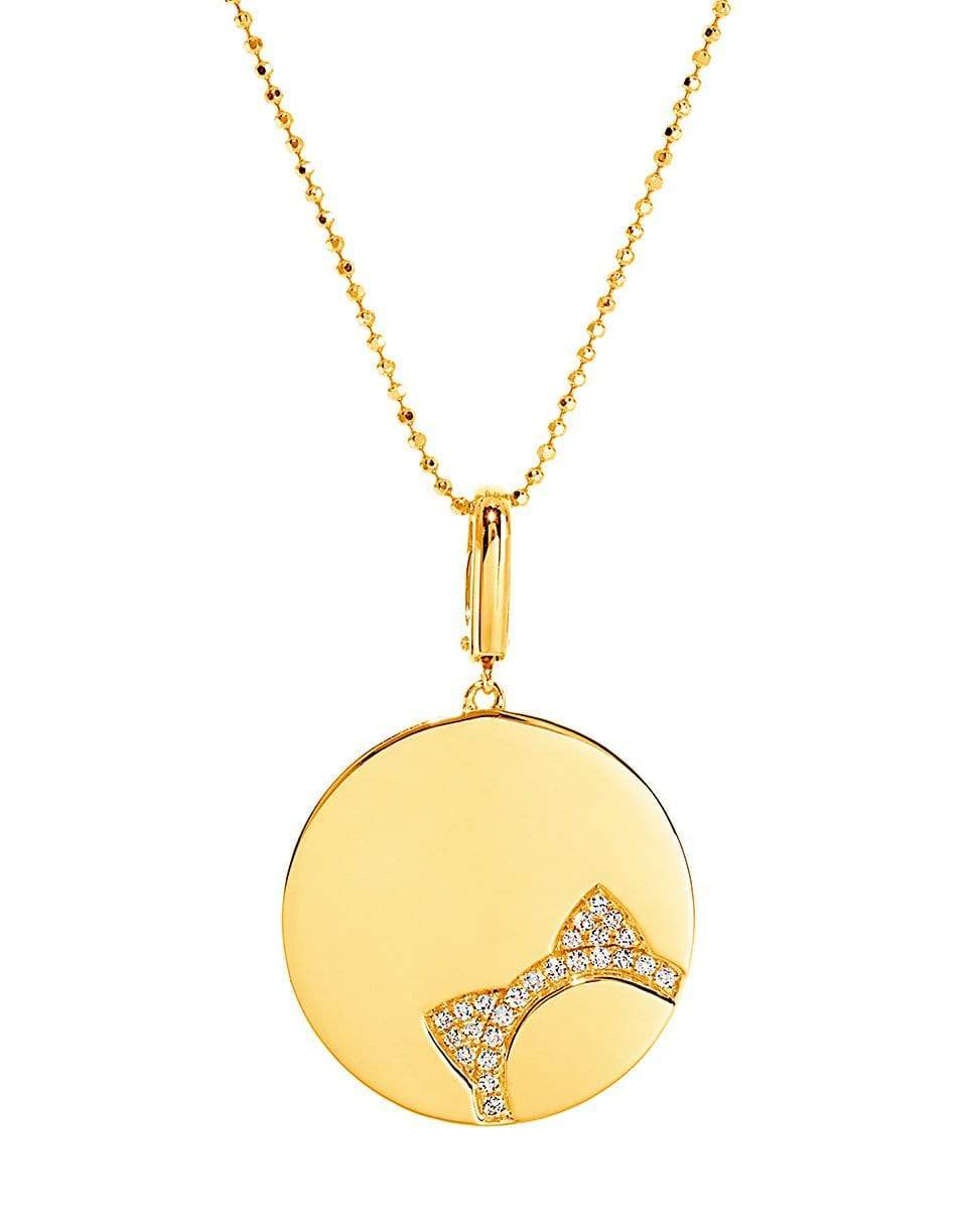 GRAZIELA-Peeking Cat Diamond Circle Necklace-YELLOW GOLD
