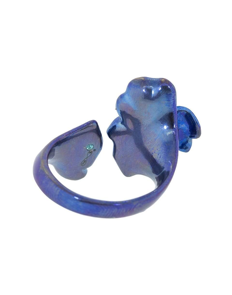 GRAZIELA-Blue Titanium Flower Ring-TITANIUM