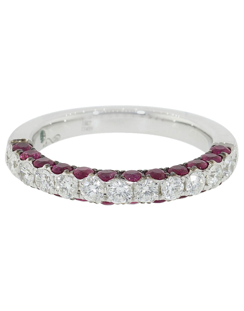 GRAZIELA-Ruby and Diamond Three Sided Ring-WHITE GOLD