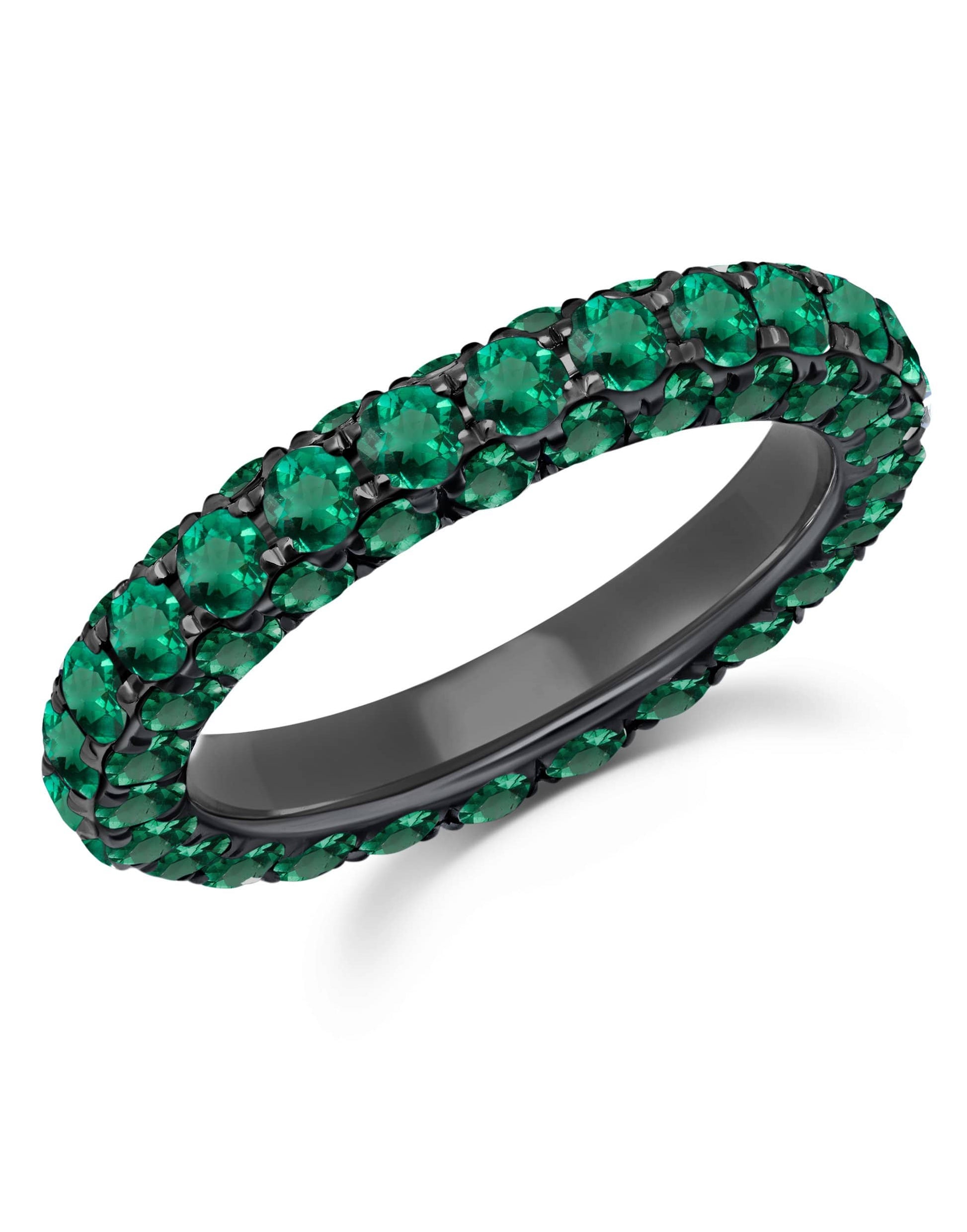 GRAZIELA-Emerald 3 Sided Band Ring-WHITE GOLD