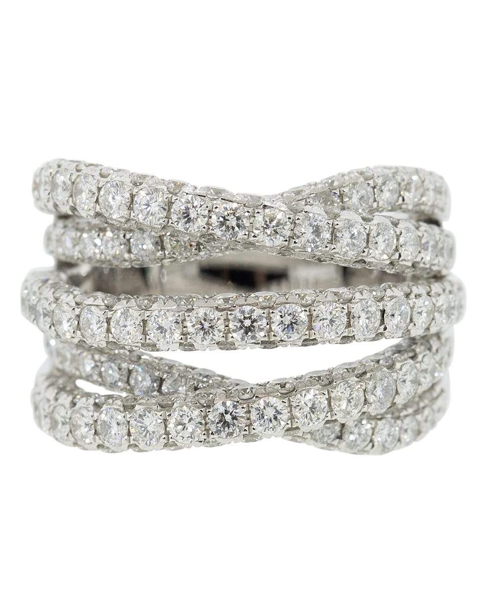 GRAZIELA-Three Sided Diamond Entanglement Stunner Ring-WHITE GOLD