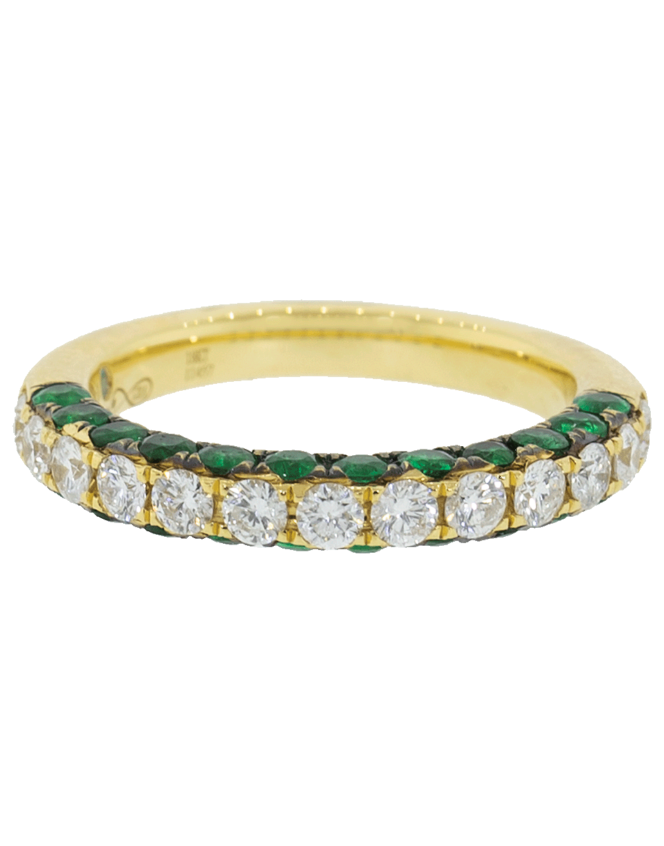 GRAZIELA-Emerald and Diamond Three Sided Ring-YELLOW GOLD