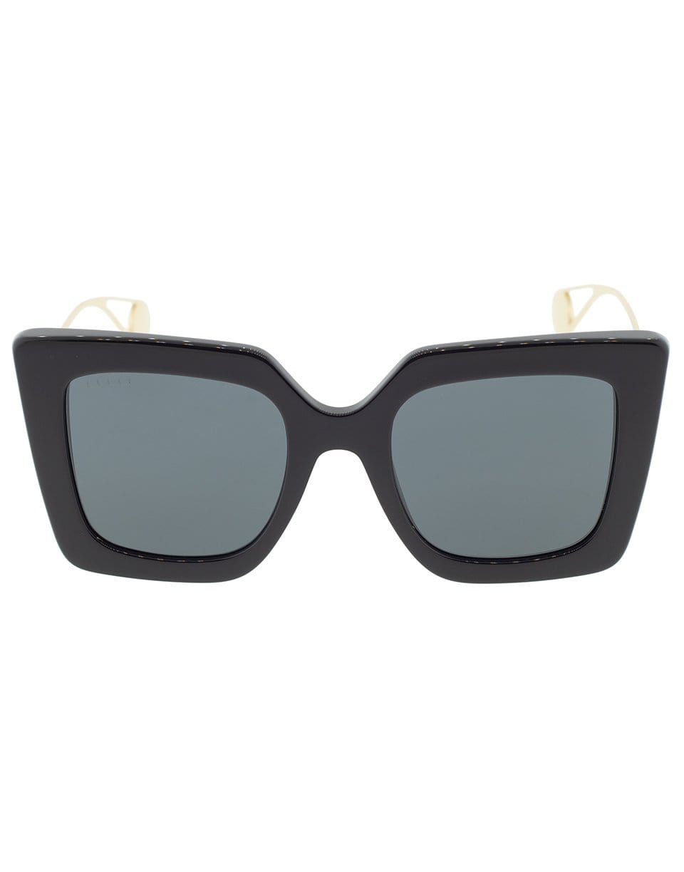 Black Shiny Full Rim Square Sunglasses ACCESSORIESUNGLASSES GUCCI   