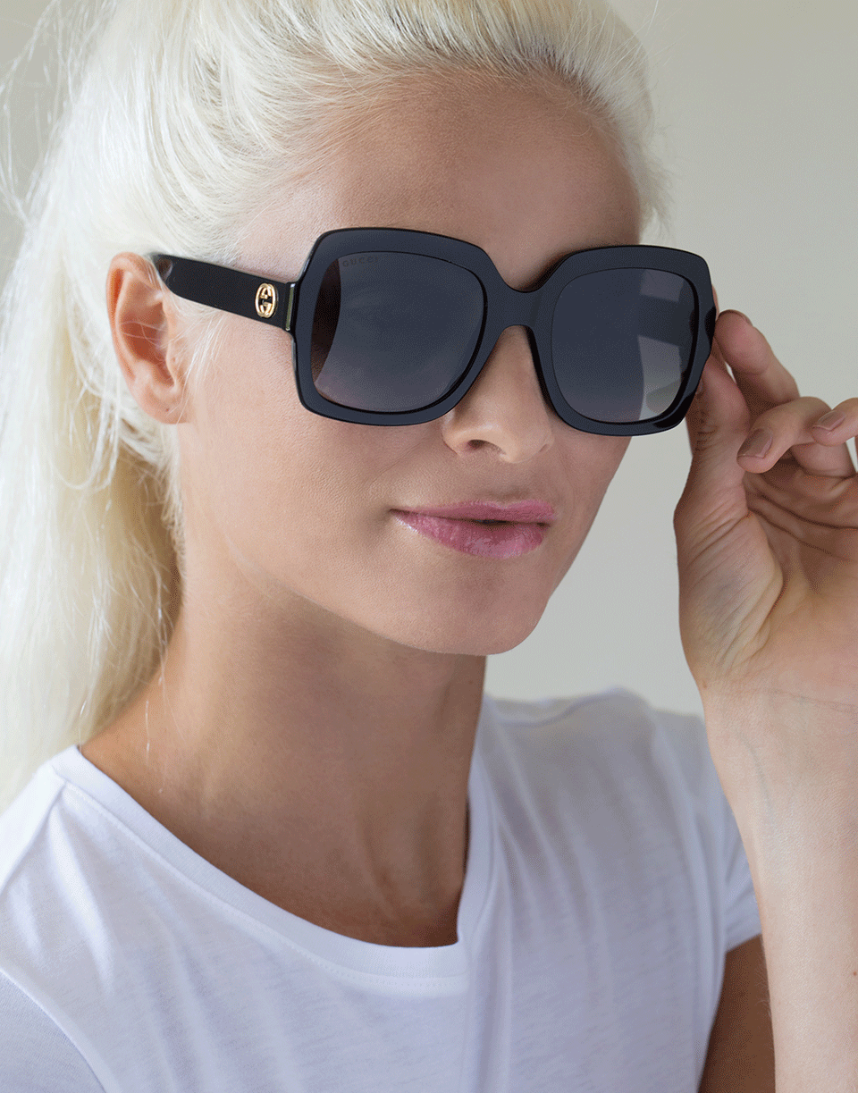 Black Thick Frame Sunglasses ACCESSORIESUNGLASSES GUCCI   