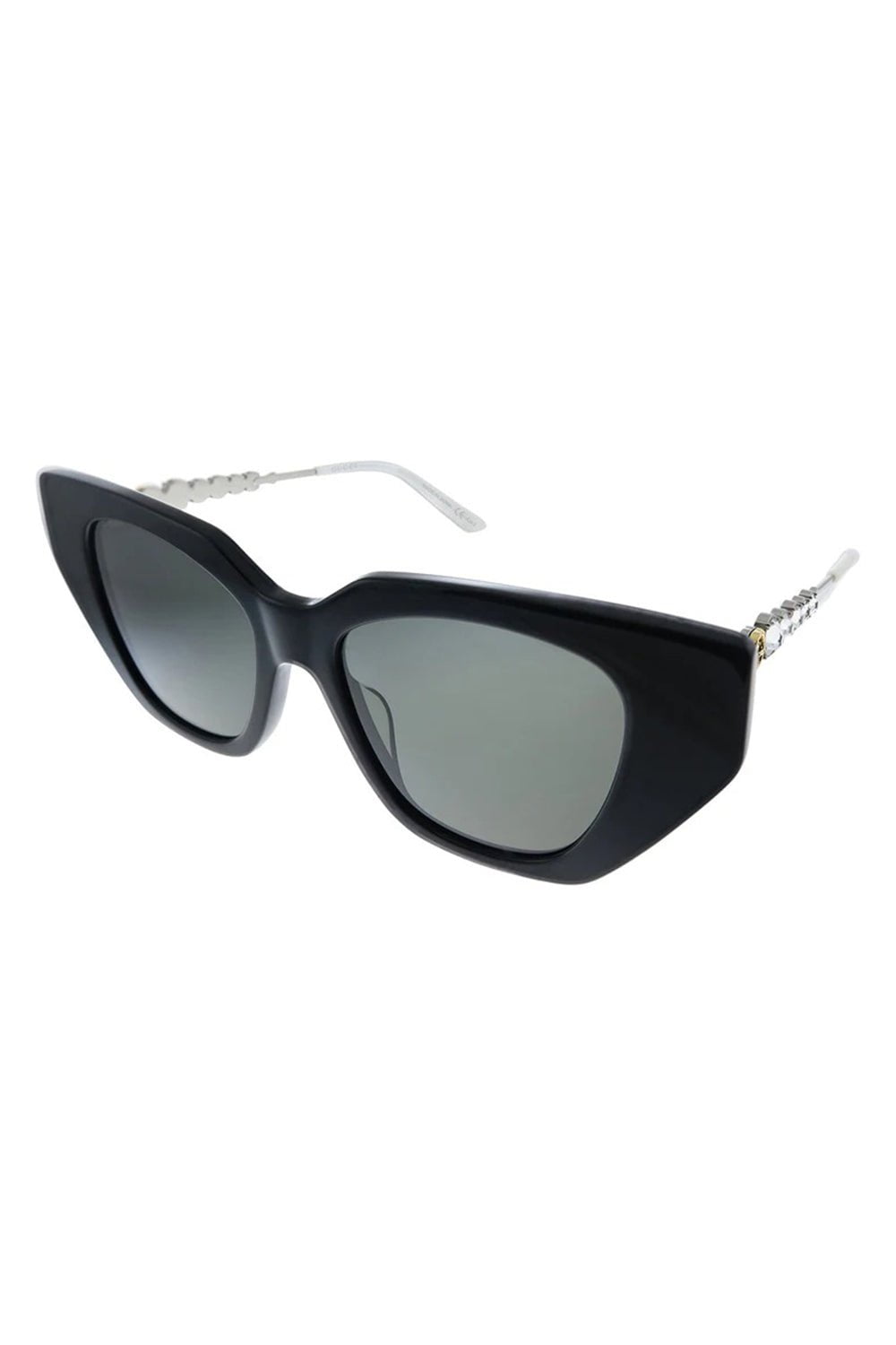 GUCCI-Cat Eye Sunglasses-BLACK/SILVER/GREY