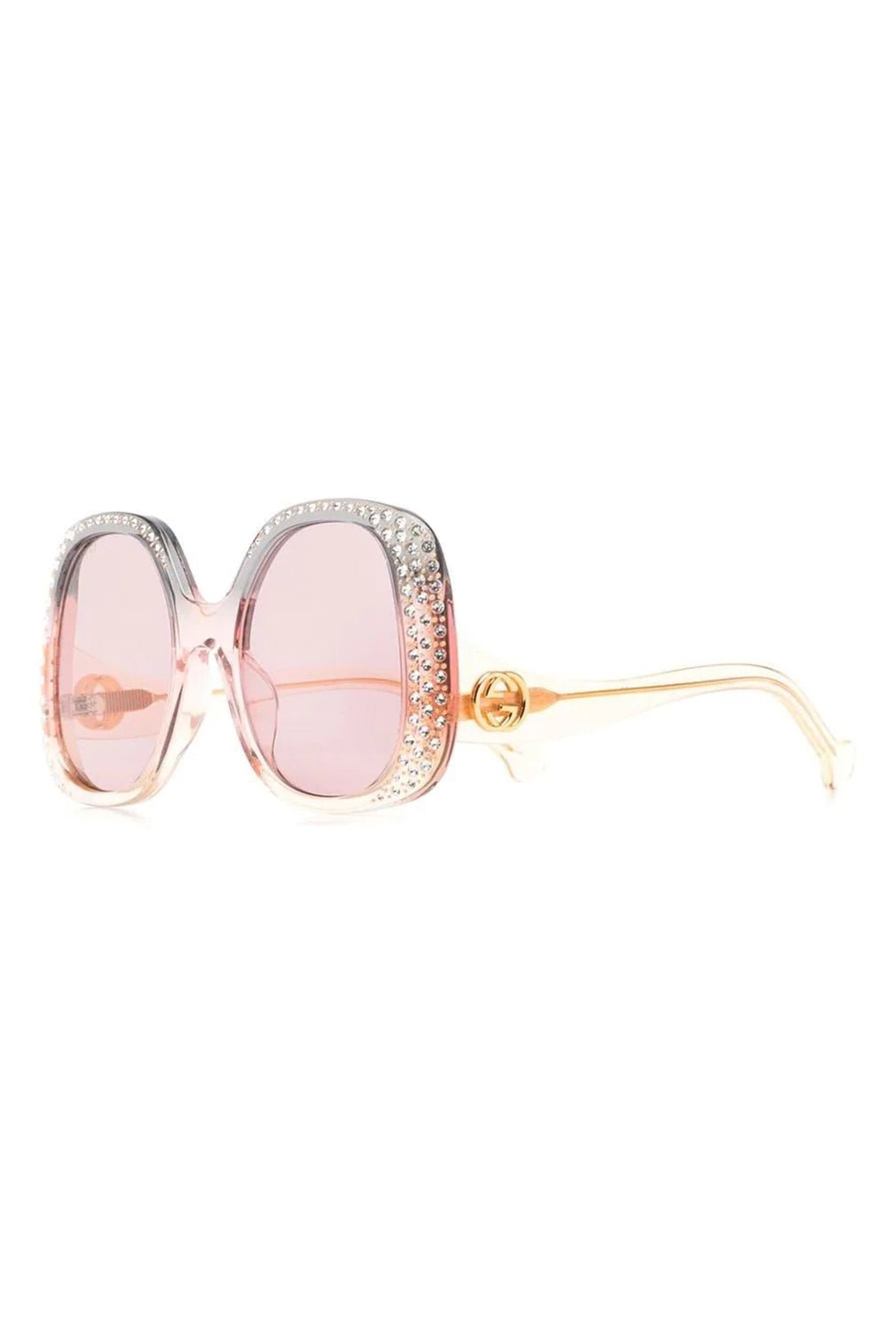 GUCCI-Oval Frame Sunglasses-GREY/YELLOW/PINK