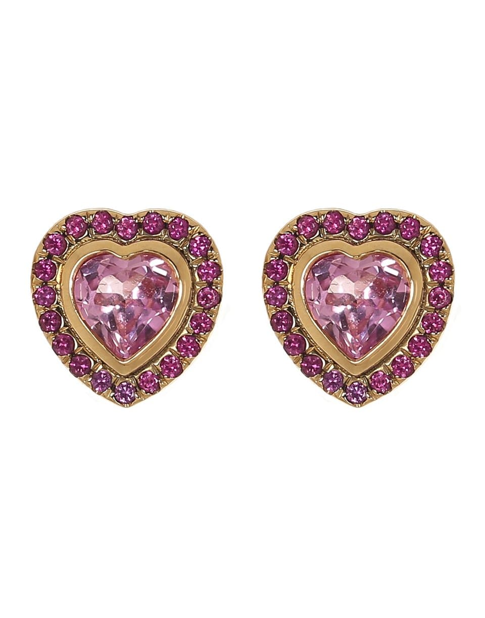 GUITA M-Sapphire and Ruby Heart Studs-YELLOW GOLD