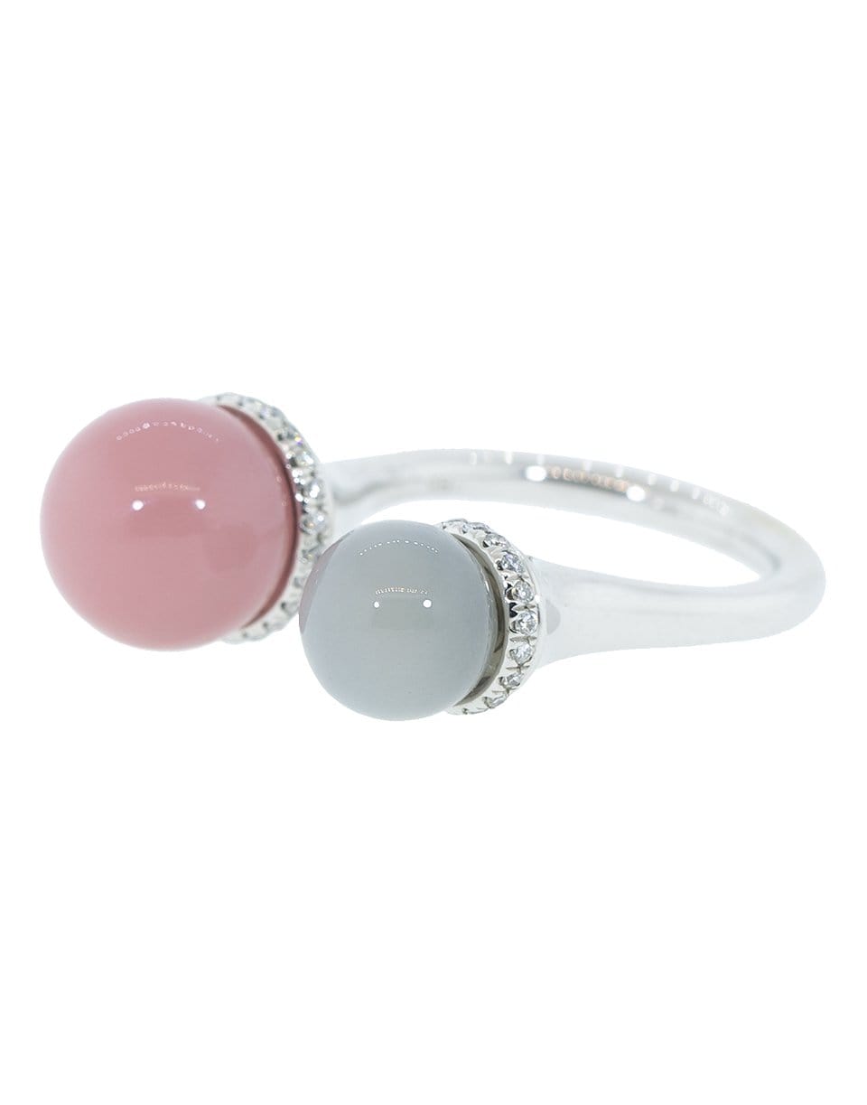 GUITA M-Double Tip Moonstone and Rhodocrosite Ring-WHITE GOLD