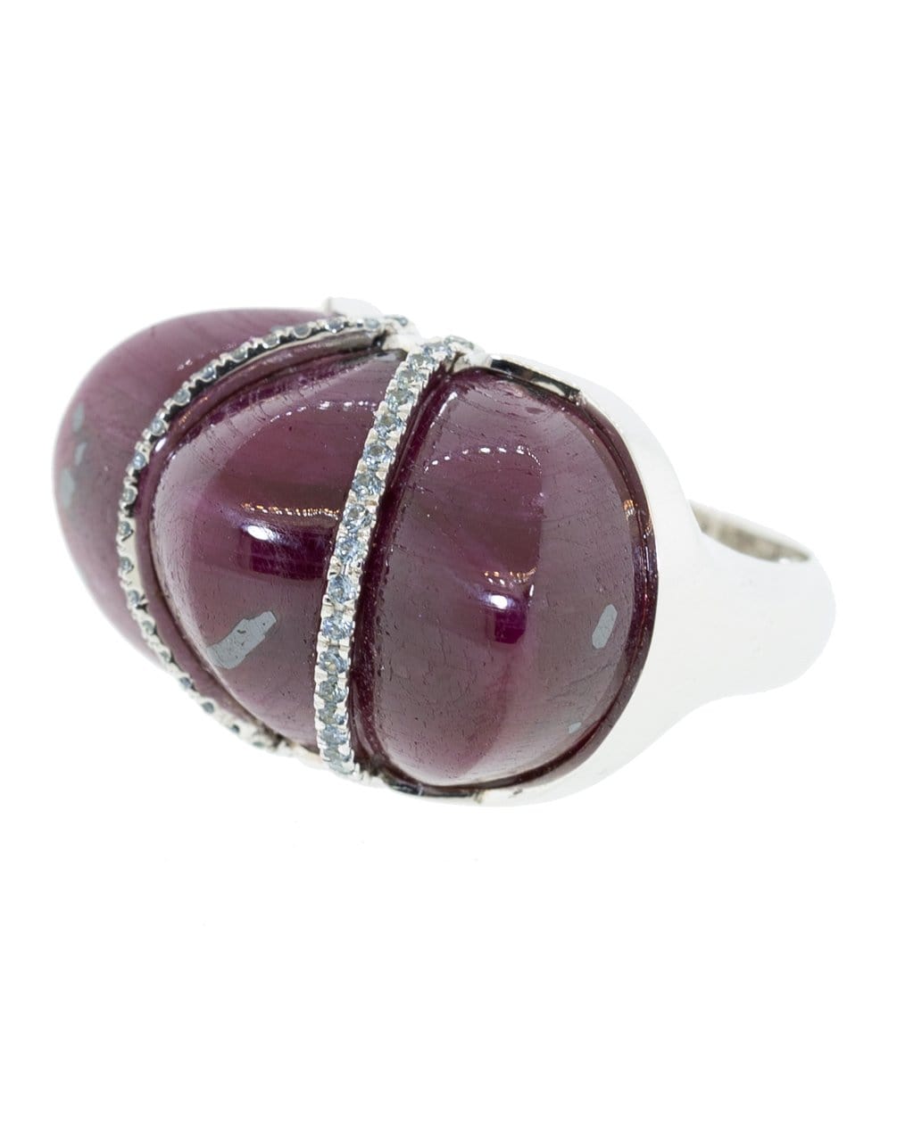 GUITA M-Carved Ruby and Sapphire Ring-WHITE GOLD