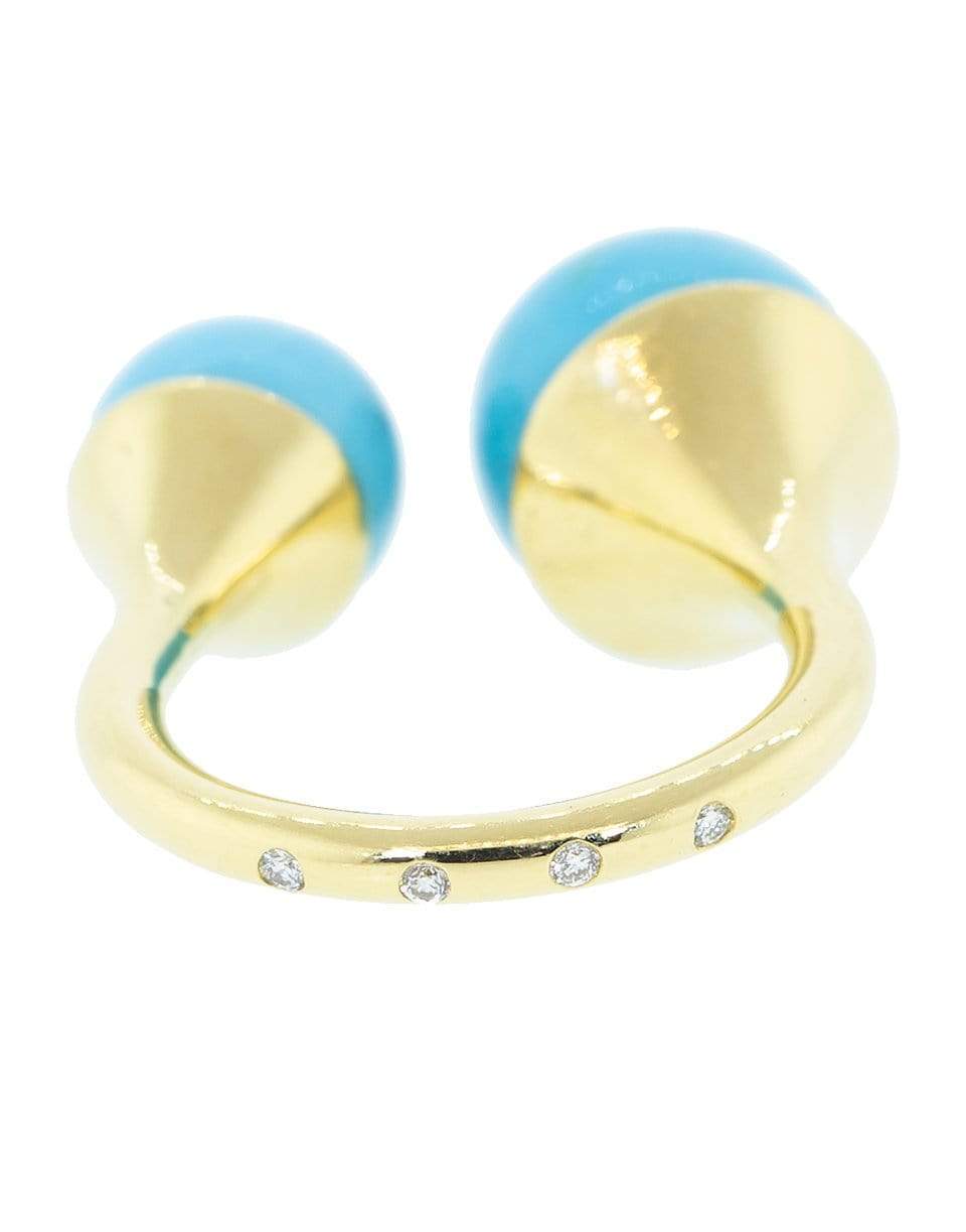 GUITA M-Double Tip Turquoise and Diamond Ring-YELLOW GOLD