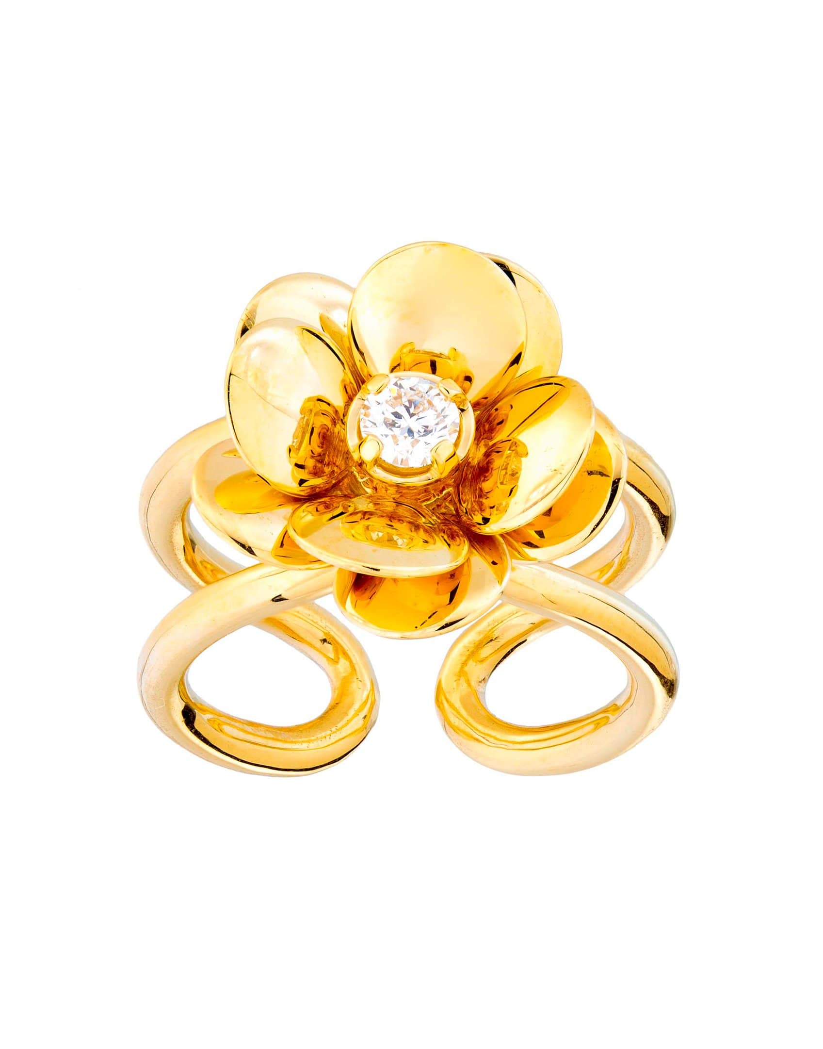 GUITA M-Diamond Flower Ring-YELLOW GOLD