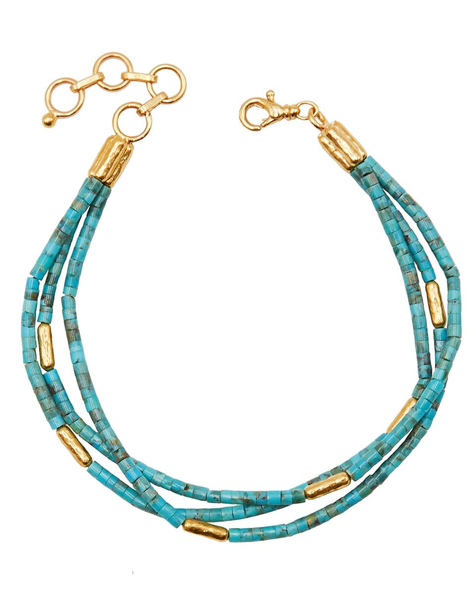 GURHAN-Jet Set Turquoise Triple Strand Bracelet-YELLOW GOLD