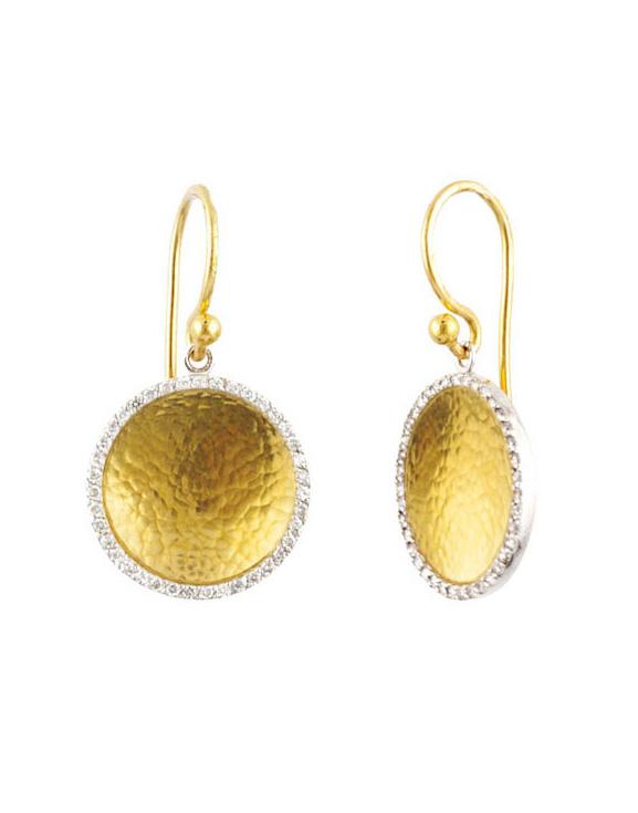 GURHAN-Hourglass Gold and Diamond Earrings-YELLOW GOLD