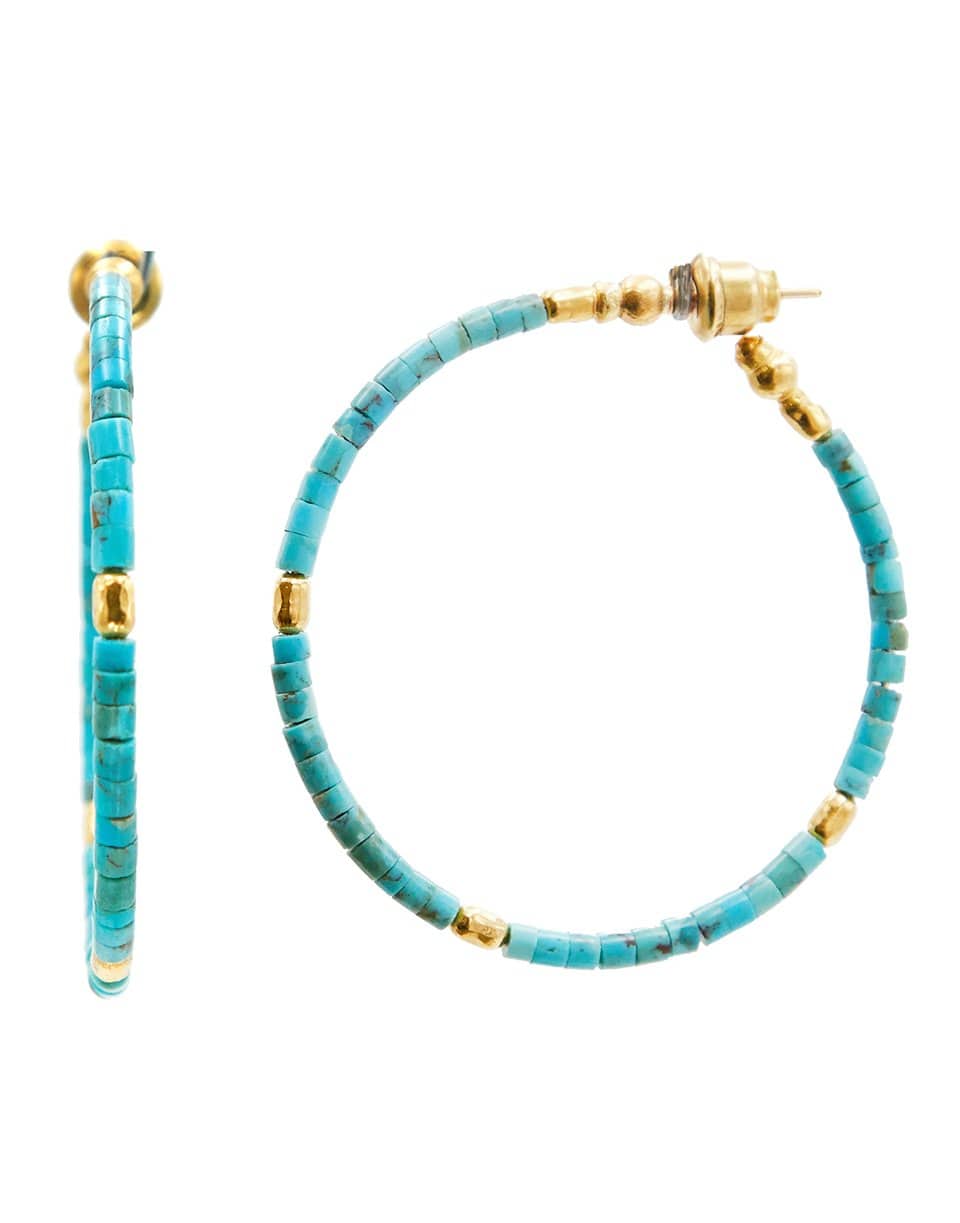 GURHAN-Jet Set Turquoise Hoop Earrings-YELLOW GOLD