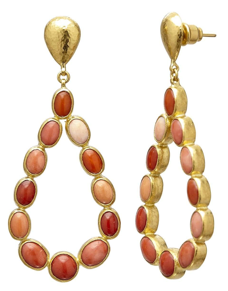 GURHAN-Pointelle Coral Chandelier Earrings-YELLOW GOLD