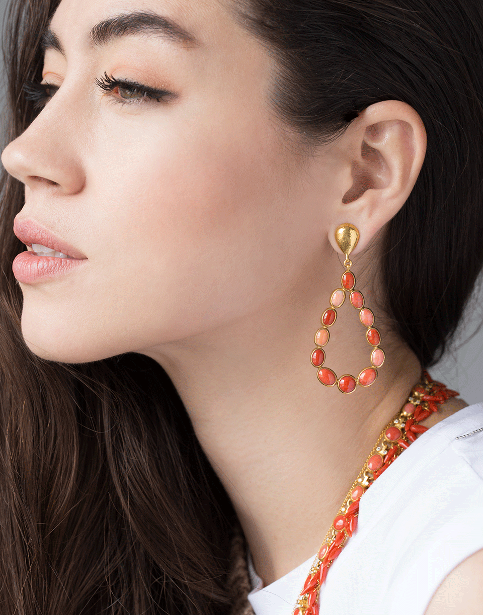 GURHAN-Pointelle Coral Chandelier Earrings-YELLOW GOLD