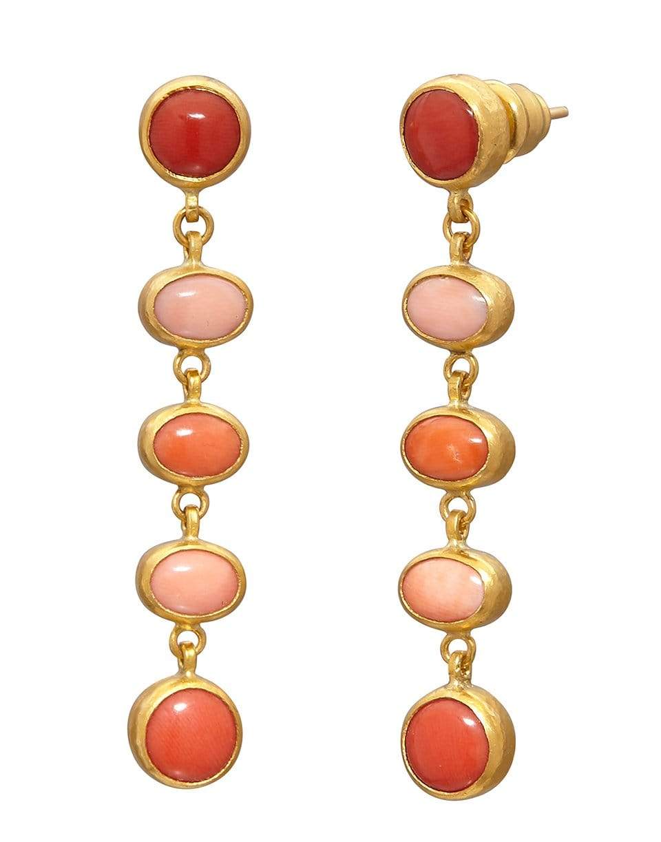 GURHAN-Rune Pointelle Coral Earrings-YELLOW GOLD