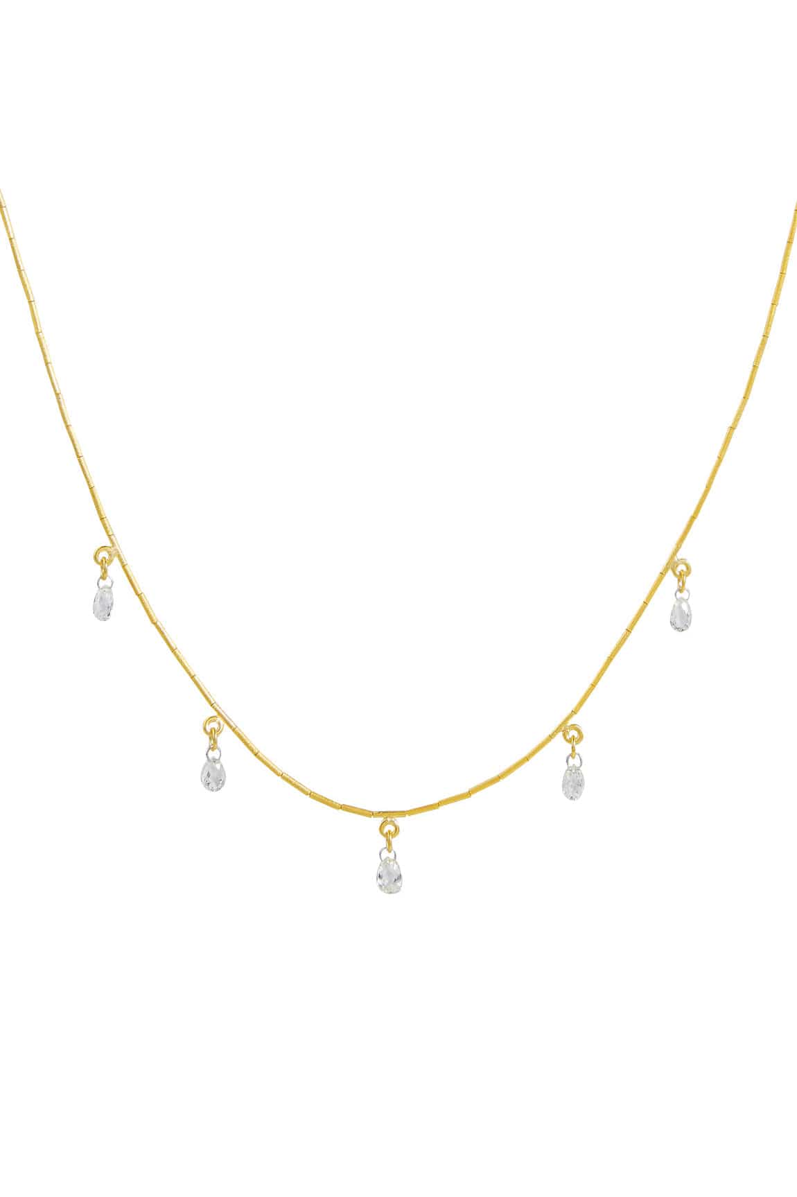 GURHAN-Dew Five Diamond Necklace-YELLOW GOLD