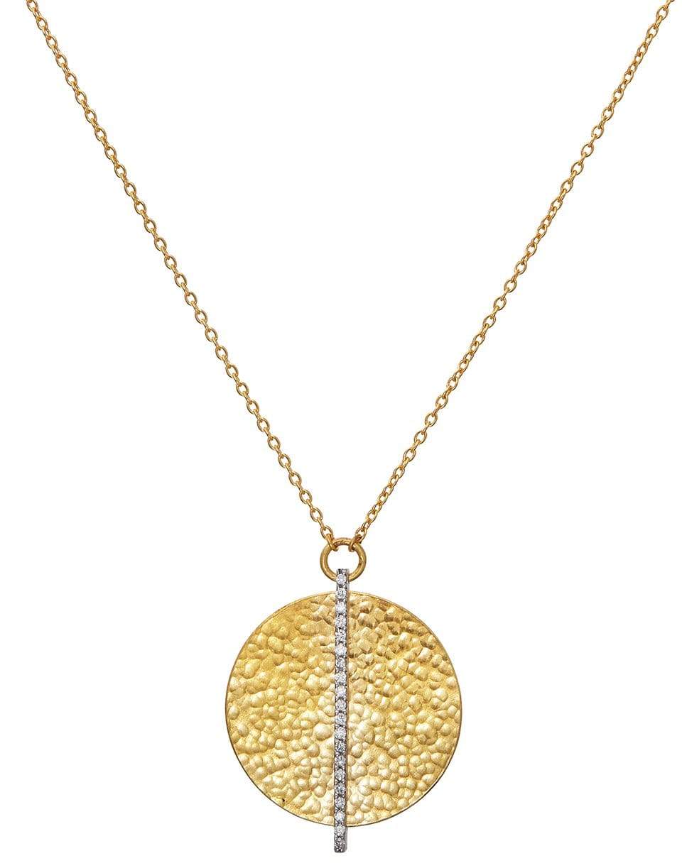 GURHAN-Lush Pave Diamond Circle Pendant Necklace-YELLOW GOLD