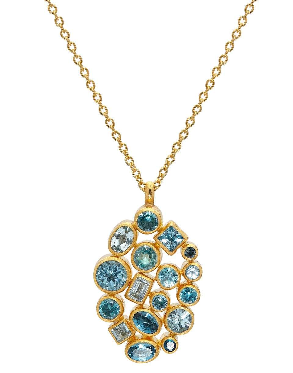 GURHAN-Mixed Stone Cluster Pendant Necklace-YELLOW GOLD