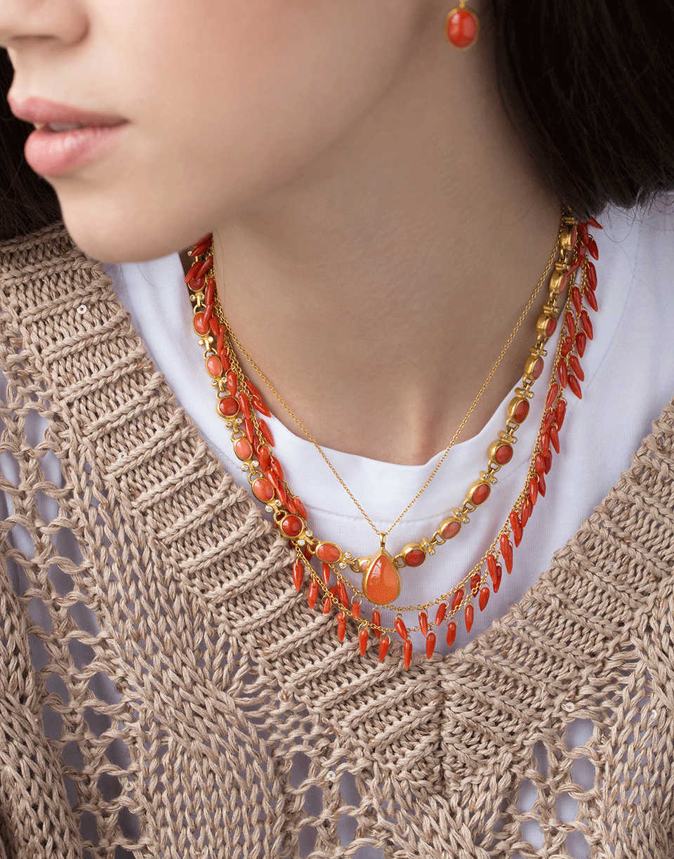 GURHAN-Rune Coral Necklace-YELLOW GOLD