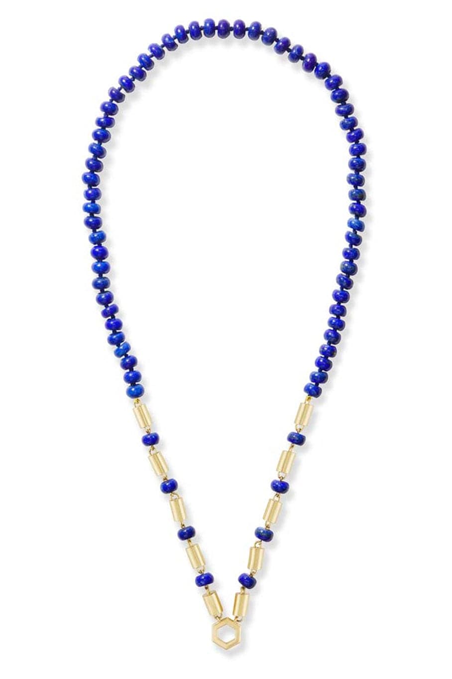 HARWELL GODFREY-Lapis Baht and Bead Necklace-YELLOW GOLD