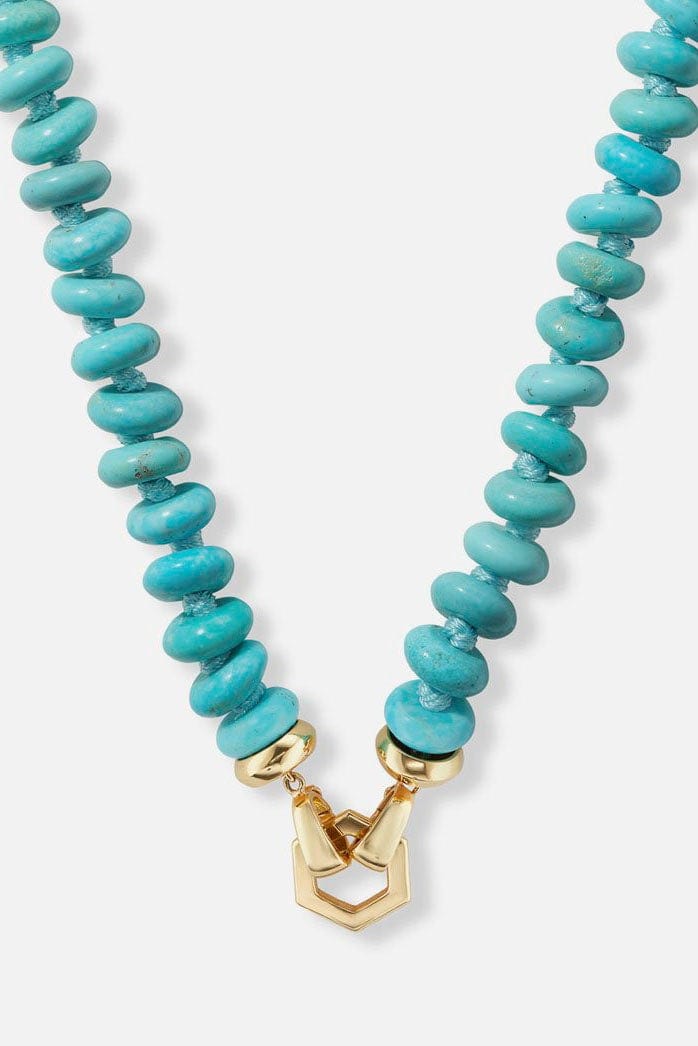 HARWELL GODFREY-Turquoise Bead Foundation Necklace-YELLOW GOLD