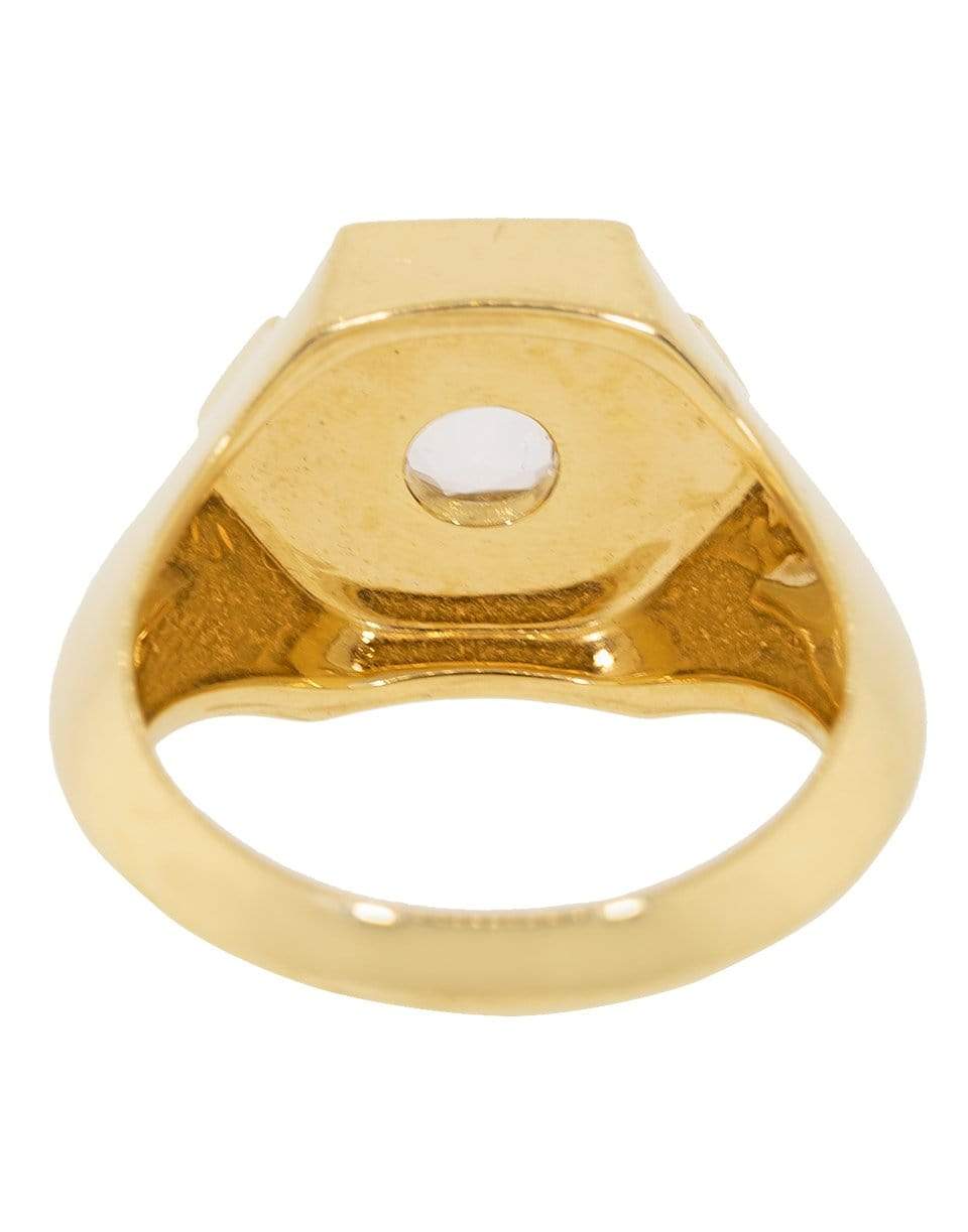 HARWELL GODFREY-Mother of Pearl and Rock Crystal Inlay Ring-YELLOW GOLD