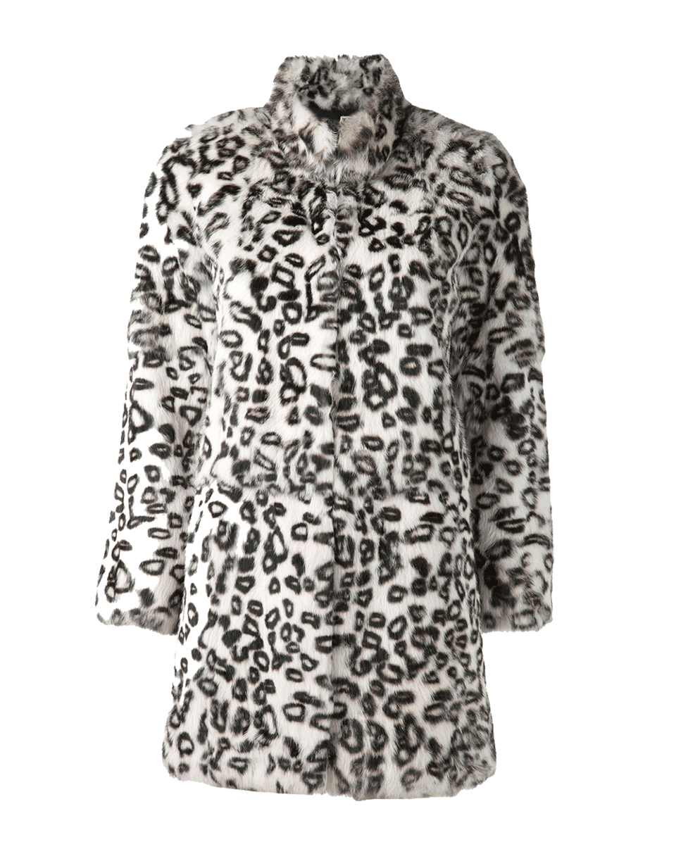 HAUTE HIPPIE-Leopard Bunny Coat-BLK/WHT