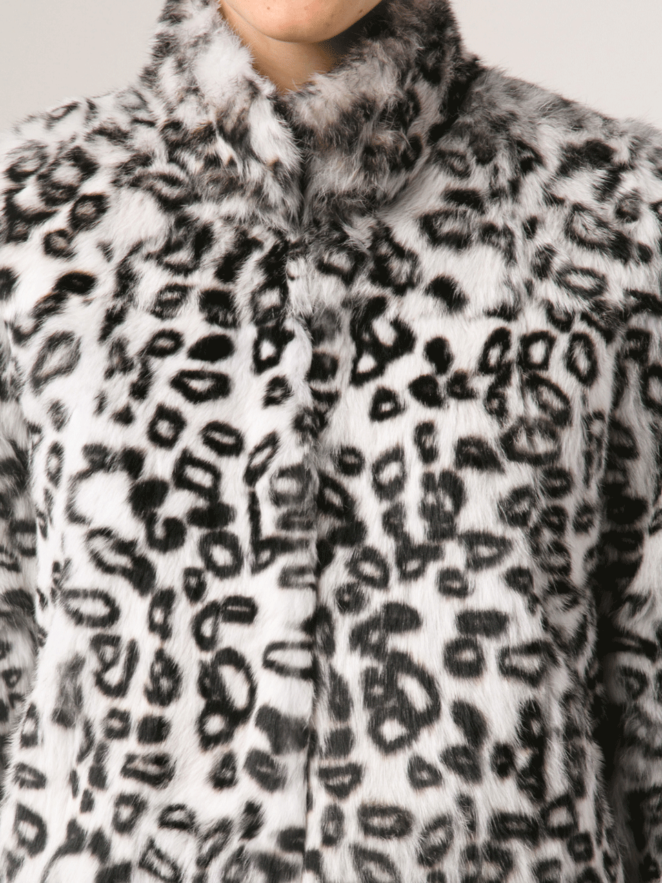 HAUTE HIPPIE-Leopard Bunny Coat-BLK/WHT