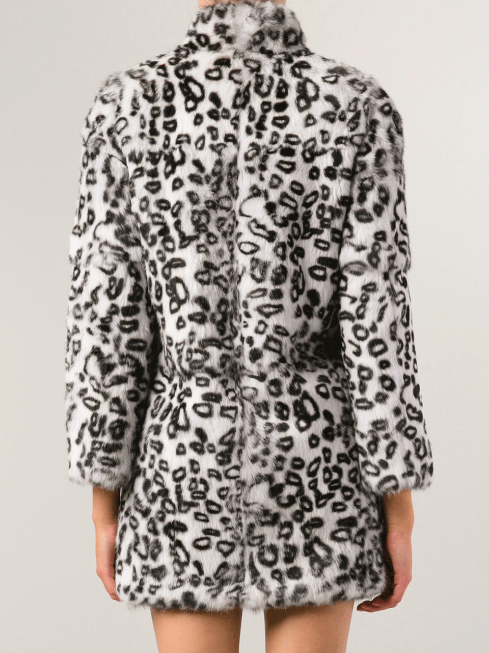 HAUTE HIPPIE-Leopard Bunny Coat-BLK/WHT