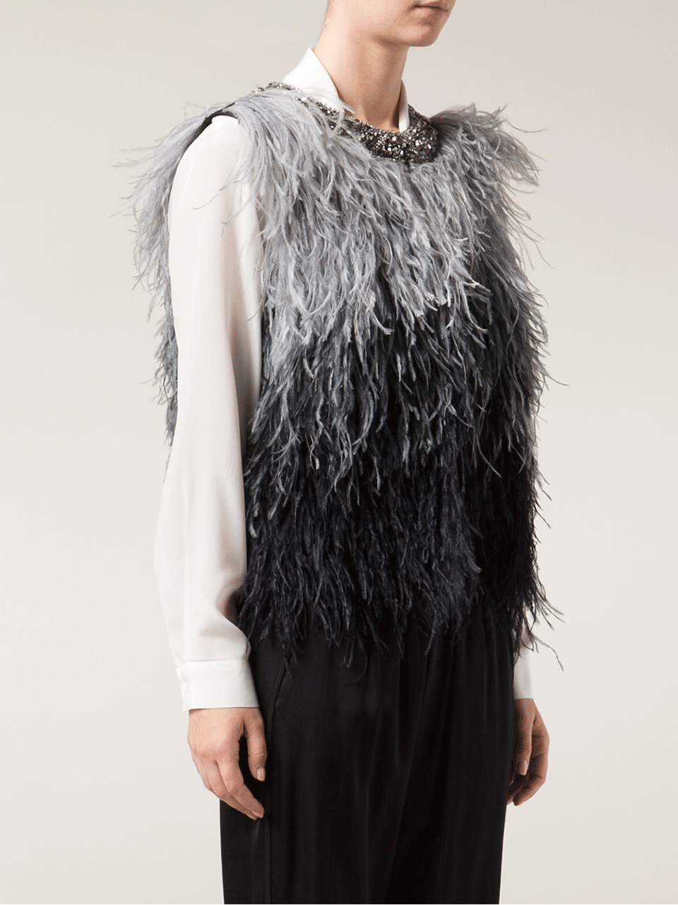 Ostrich Ombre Feather Vest CLOTHINGJACKETVESTS HAUTE HIPPIE   