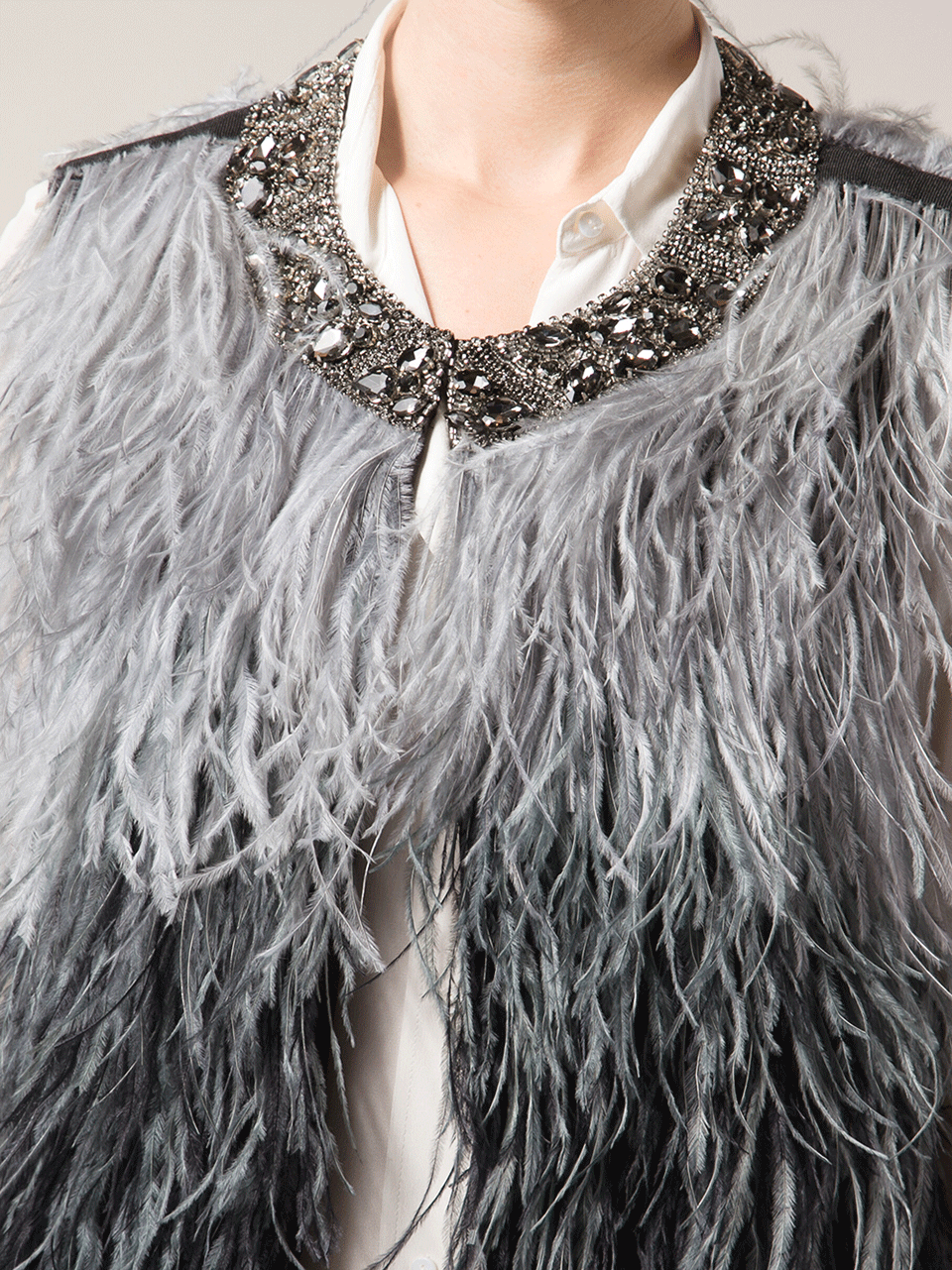 Ostrich Ombre Feather Vest CLOTHINGJACKETVESTS HAUTE HIPPIE   